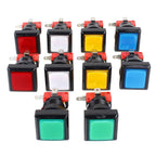 10x Arcade Square Shape LED Illuminated Push Button with Micro Switch for Arcade Machine Gaming Video Game Consoles