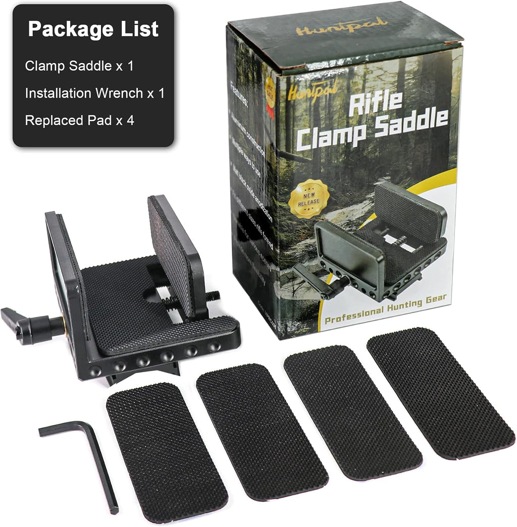 Gun Rifle Saddle Clamp Mount with Arca Swiss Rail | Tripod Rest for Hunting Shooting Stick, Quick Release Accuracy