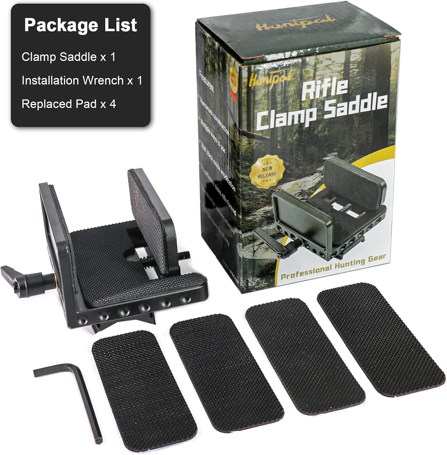 Gun Rifle Saddle Clamp Mount with Arca Swiss Rail | Tripod Rest for Hunting Shooting Stick, Quick Release Accuracy