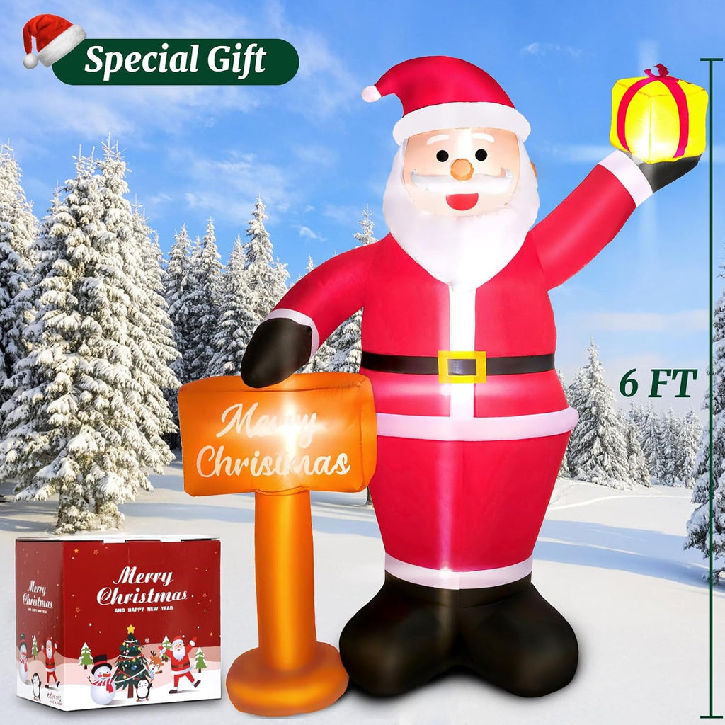 Christmas Inflatables Decorations Outdoor, 6FT Inflatable Christmas Blow Ups for Yard, Garden, Lawn & Indoor, Bright