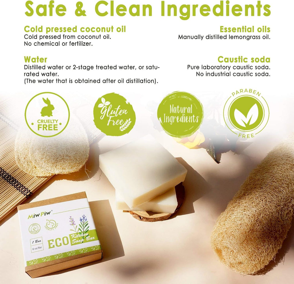 Dish Soap Bar 2PCS Dishwashing Solid Soap Eco Friendly Kitchen