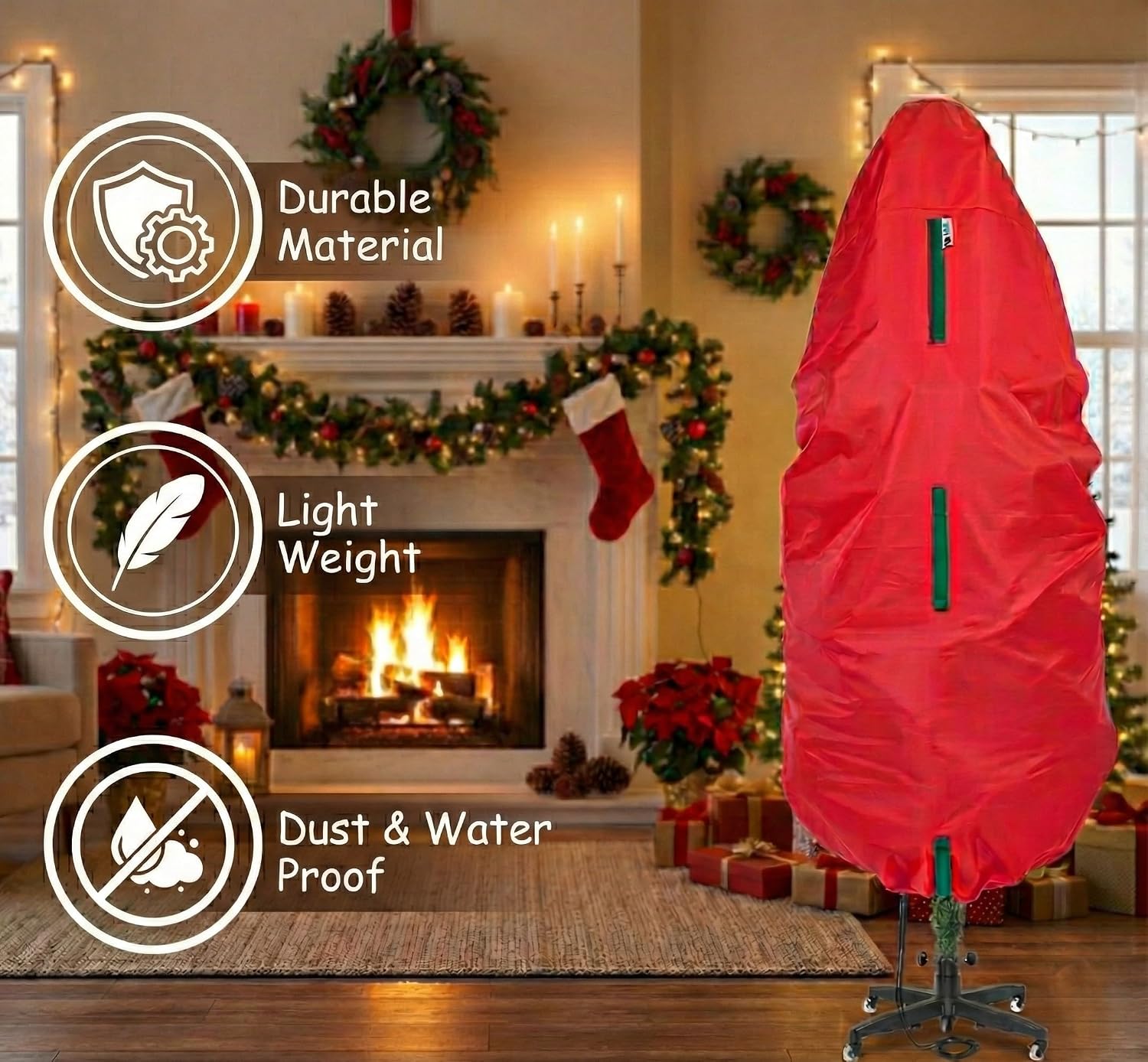 Upright Christmas Tree Storage Bag - Fits 9 Ft Artificial Xmas & Topiary Tree, Vertical Holiday Cover, Durable