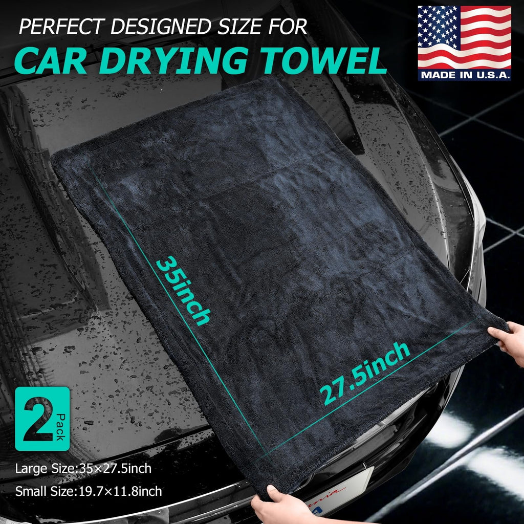 2-Pack 1300GSM Microfiber Car Drying Towel, Ultra-Large & Lint-Free
