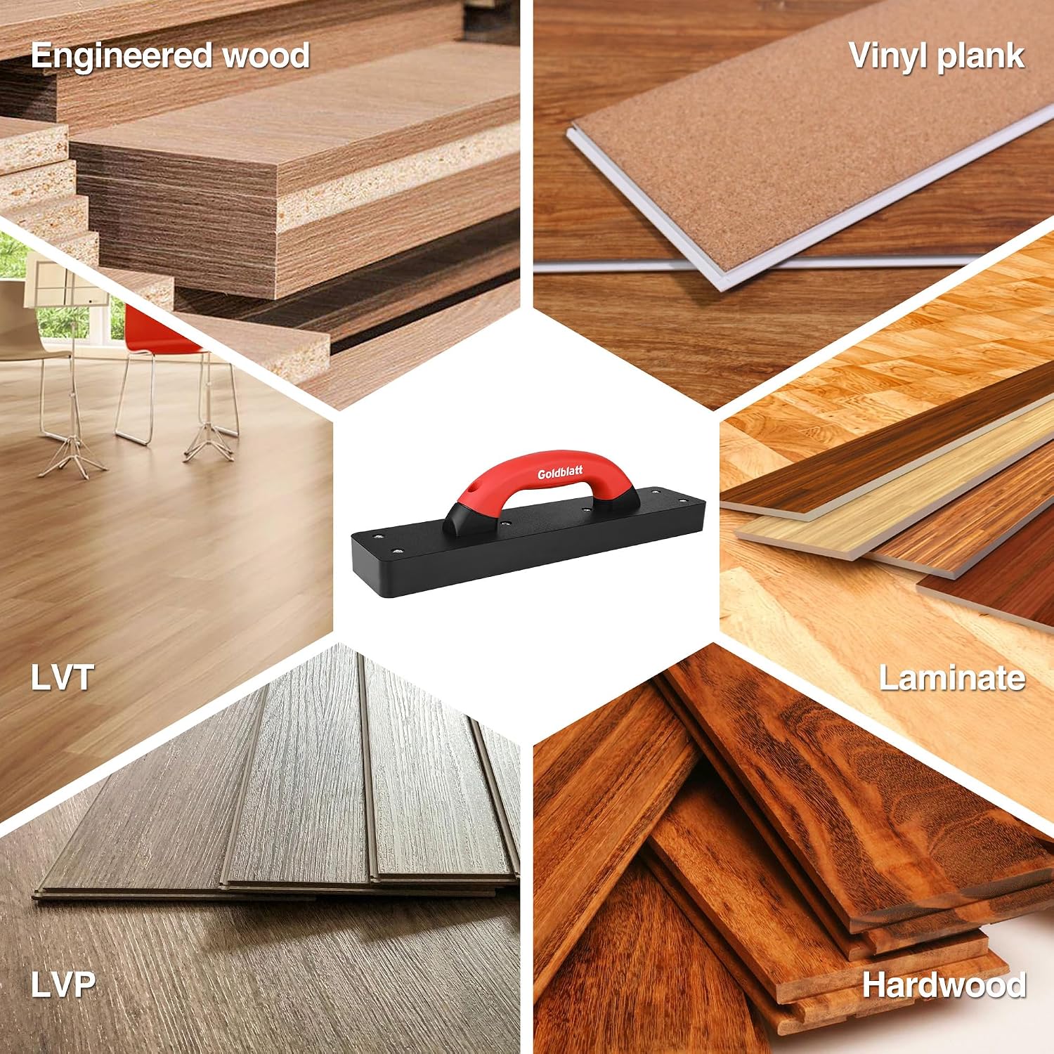 Tapping Block for Vinyl Plank Flooring, 9" Large Soft-grip Handle