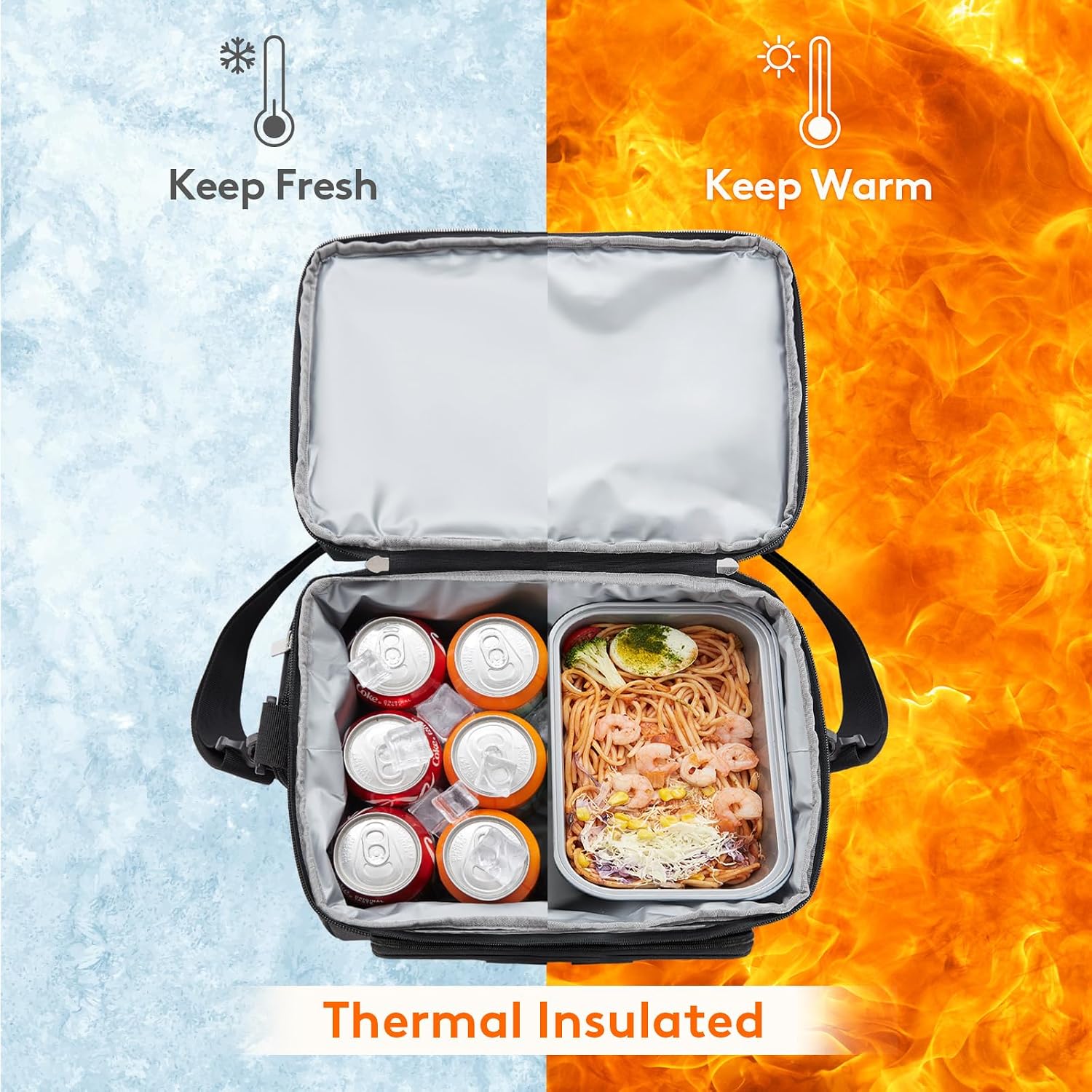 Insulated Cooler Bag, Large Leakproof Beach Cooler, Lightweight Portable Double Layer Soft-Sided Travel Ice Chest for