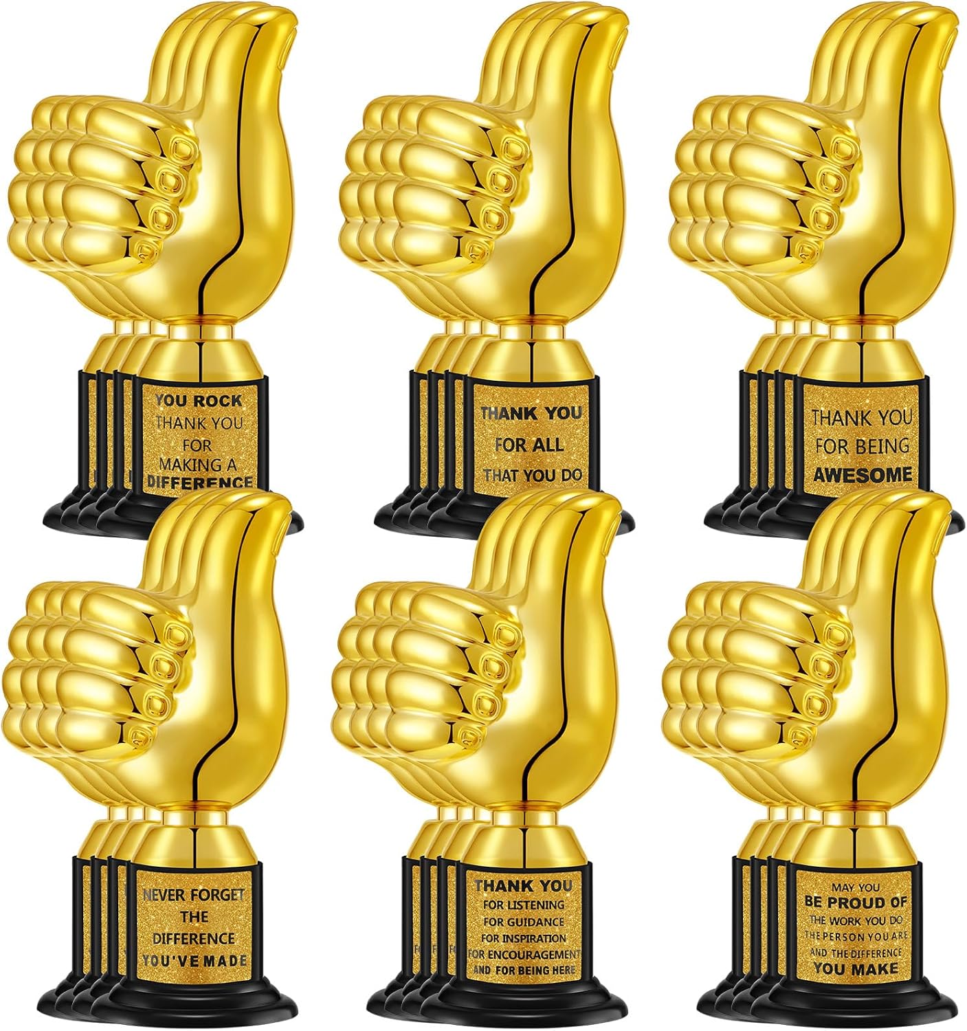 24 Pcs Thumbs up Award Trophies 5 Inch Plastic Gold Trophy Cups Bulk for Staff or Adults Party Favors with
