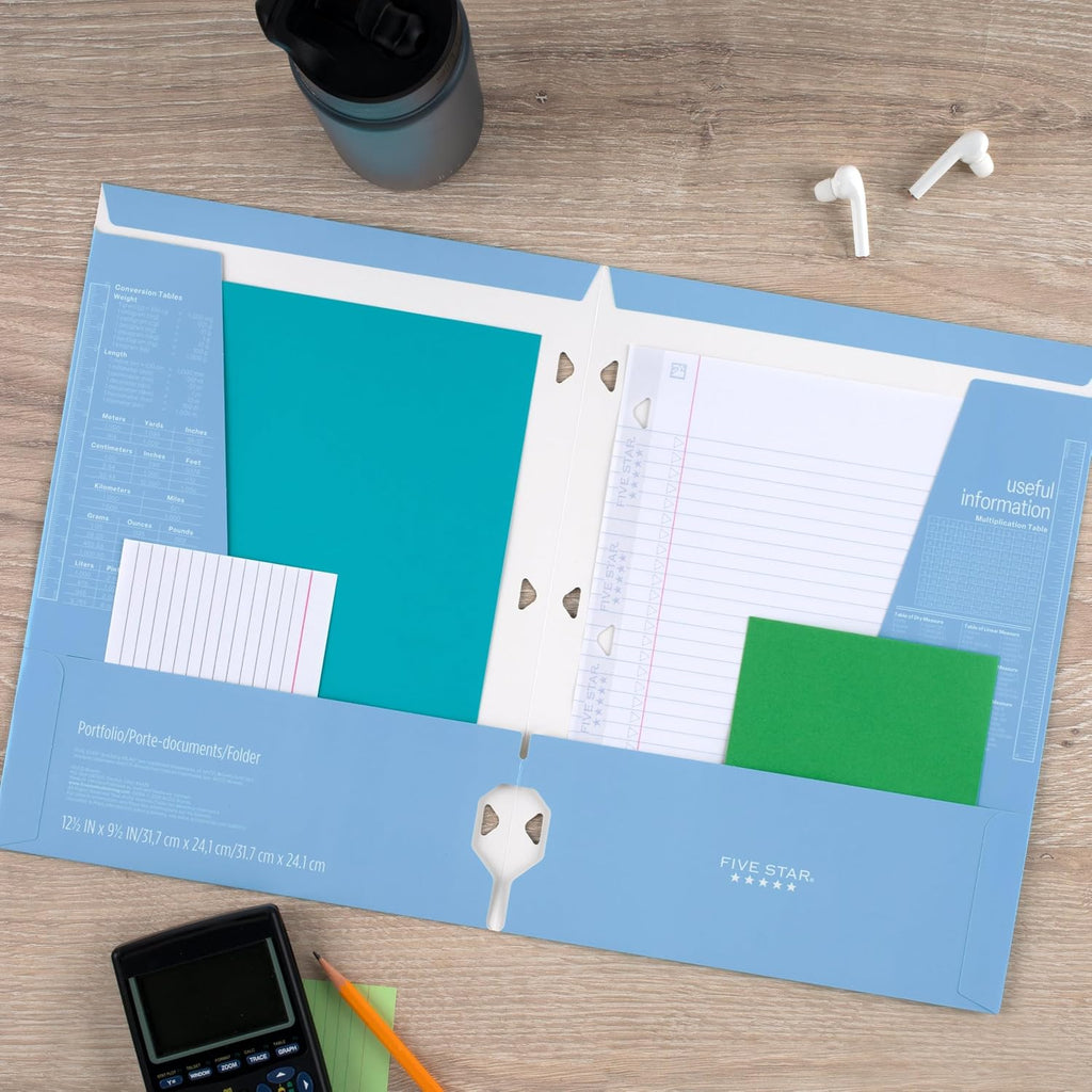 4-Pocket Folder, 6 Pack, Paper Folder, Fits 3-Ring Binders, Holds 8-1/2" x 11" Paper, Assorted Colors (38058)