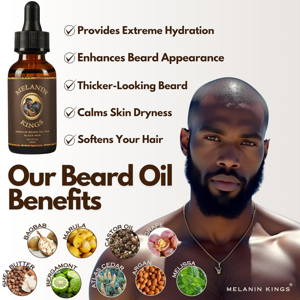 Beard Grooming Kit for Men - Formulas With Ancient African Natural Ingredients | Beard Wash, Oil, Balm, Brush, Comb