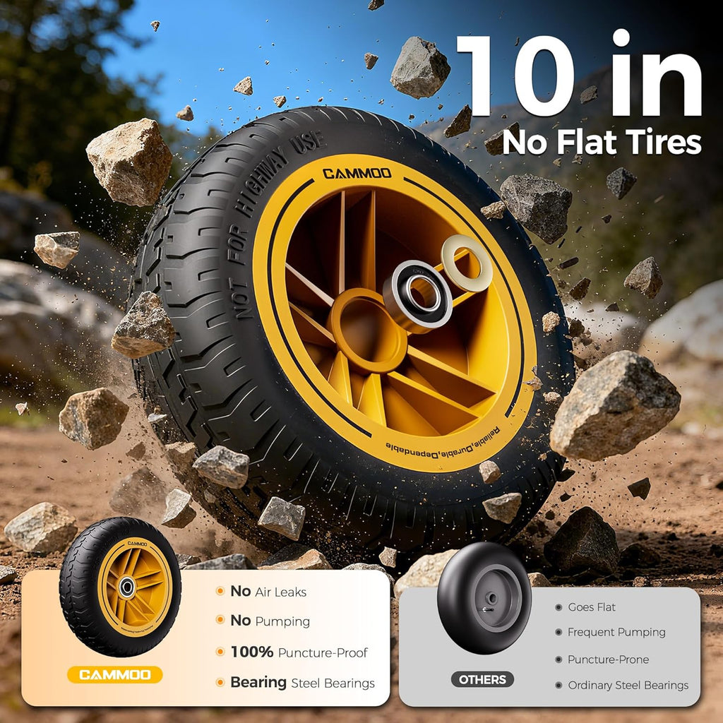 10-in NO-FLAT TIRES 600lb Heavy-Duty Garden Dump Cart 4 Cu.Ft. Utility Wagon with Quick-Release Dumping & Prime Grade