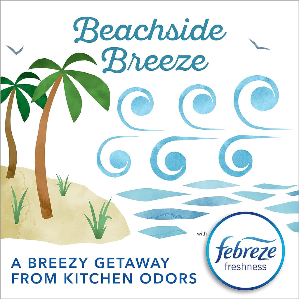 Small Trash Bags 4 Gallon, Febreze Beachside Breeze Garbage Bags, Odor Resistant with Drawstring, 80 Count