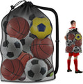 Extra Large Mesh Ball Bag, Heavy Duty 40"x30" Hold 10-12 Soccer Basketball | Drawstring & Adjustable Shoulder Strap