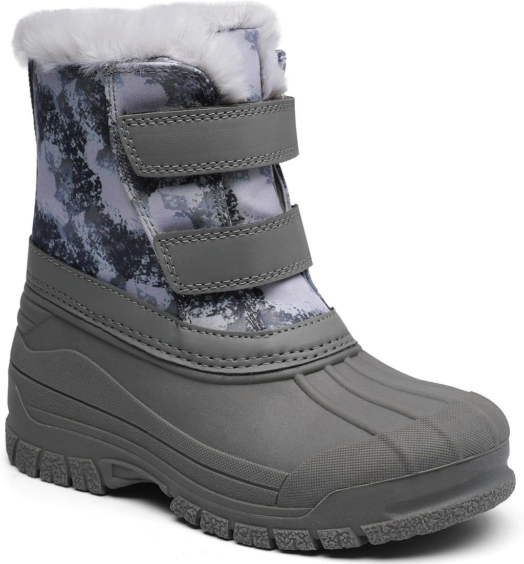 Girls Boys Waterproof Winter Snow Boots with Faux Fur Lining
