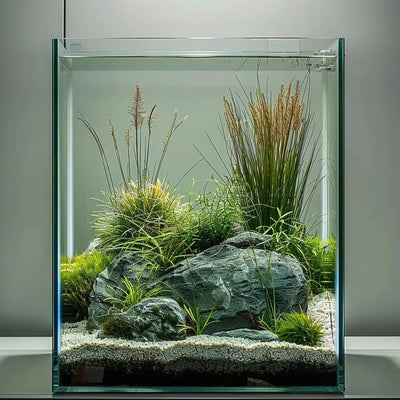 2 Gallon Glass Fish Tank, Easy to Maintain Small Aquarium for Betta/Snails/Shrimp and Aquatic Planting.