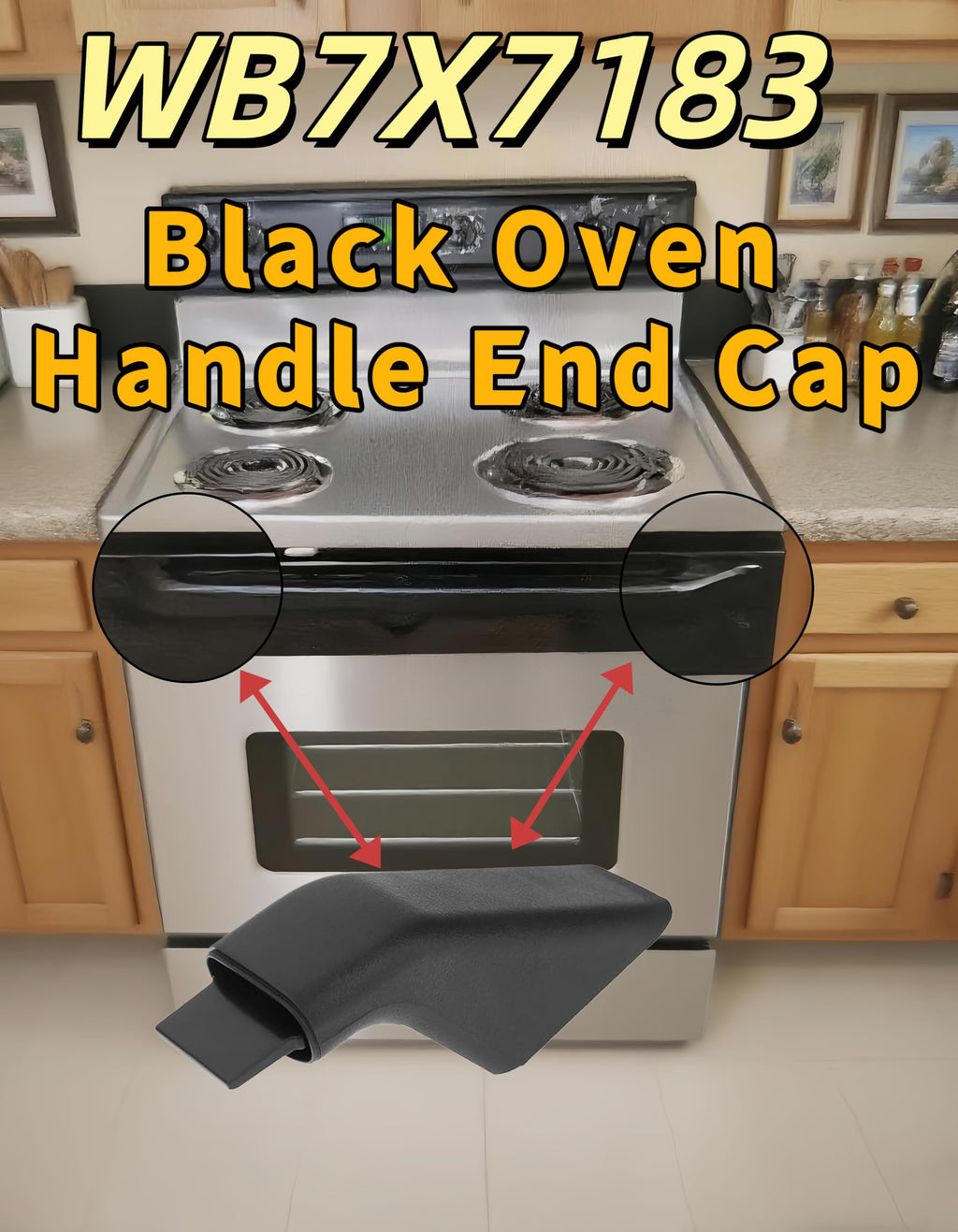 Uiivup WB7X7183 Oven Door Handle End Caps, 2 Pack Black Replacement Caps