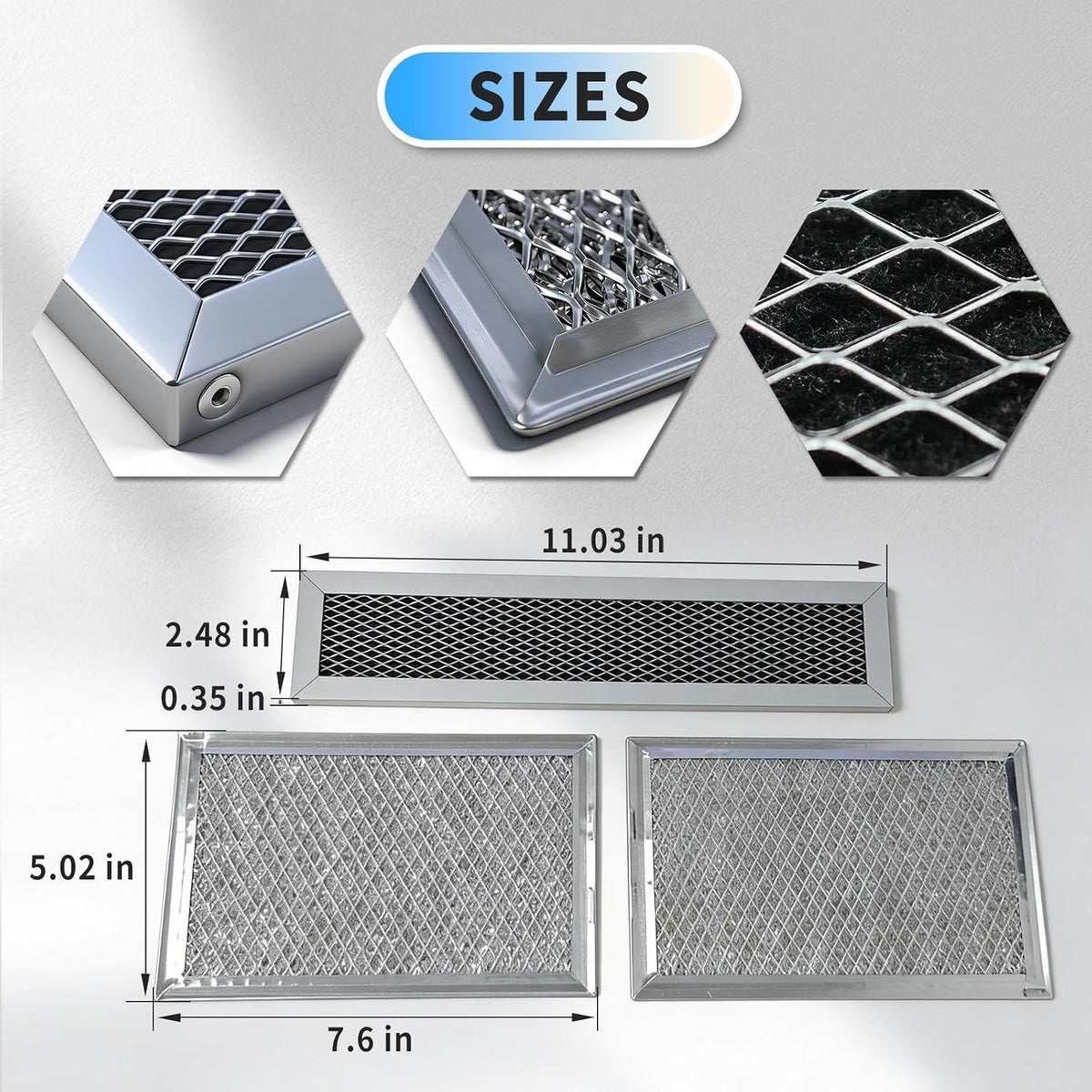 3Pcs Microwave Grease Charcoal Filter Set Compatible with GE Microwave Mesh Replacement for PVM9179DF2WW PVM9179SR1SS PVM9179DF3WW PVM9179DK5WW PVM9179DK6WW PVM9179ER1ES