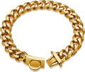 Gold Dog Chain Collar Walking Metal Chain Collar with Design Secure Buckle,18K Cuban Link Strong Heavy Duty Chew