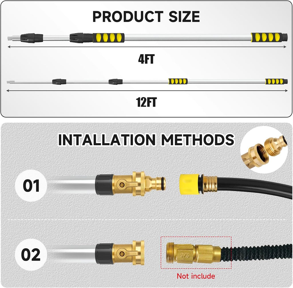 20FT Reach Gutter Cleaning Tools from Ground, Telescopic Rain Gutter Cleaners Tool with Hose Attachment and Heavy