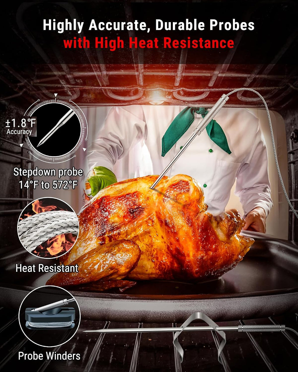 TempSync 500FT Wireless Meat Thermometer for Grilling and Smoking