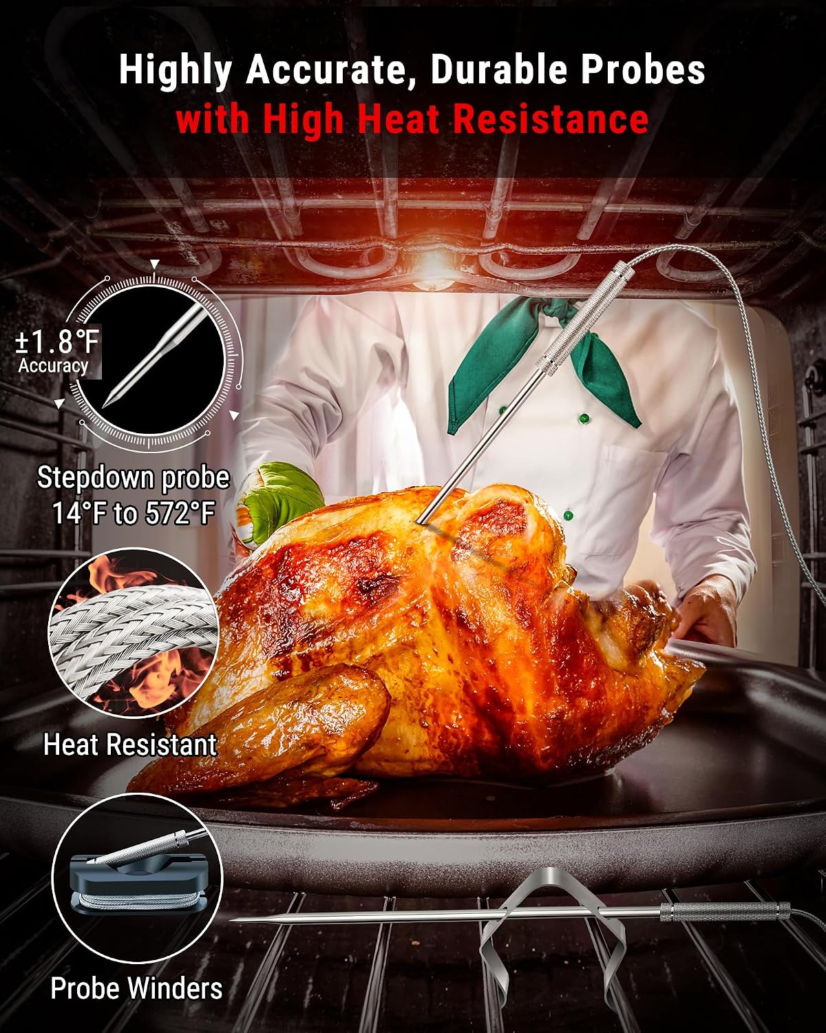 TempSync 500FT Wireless Meat Thermometer for Grilling and Smoking