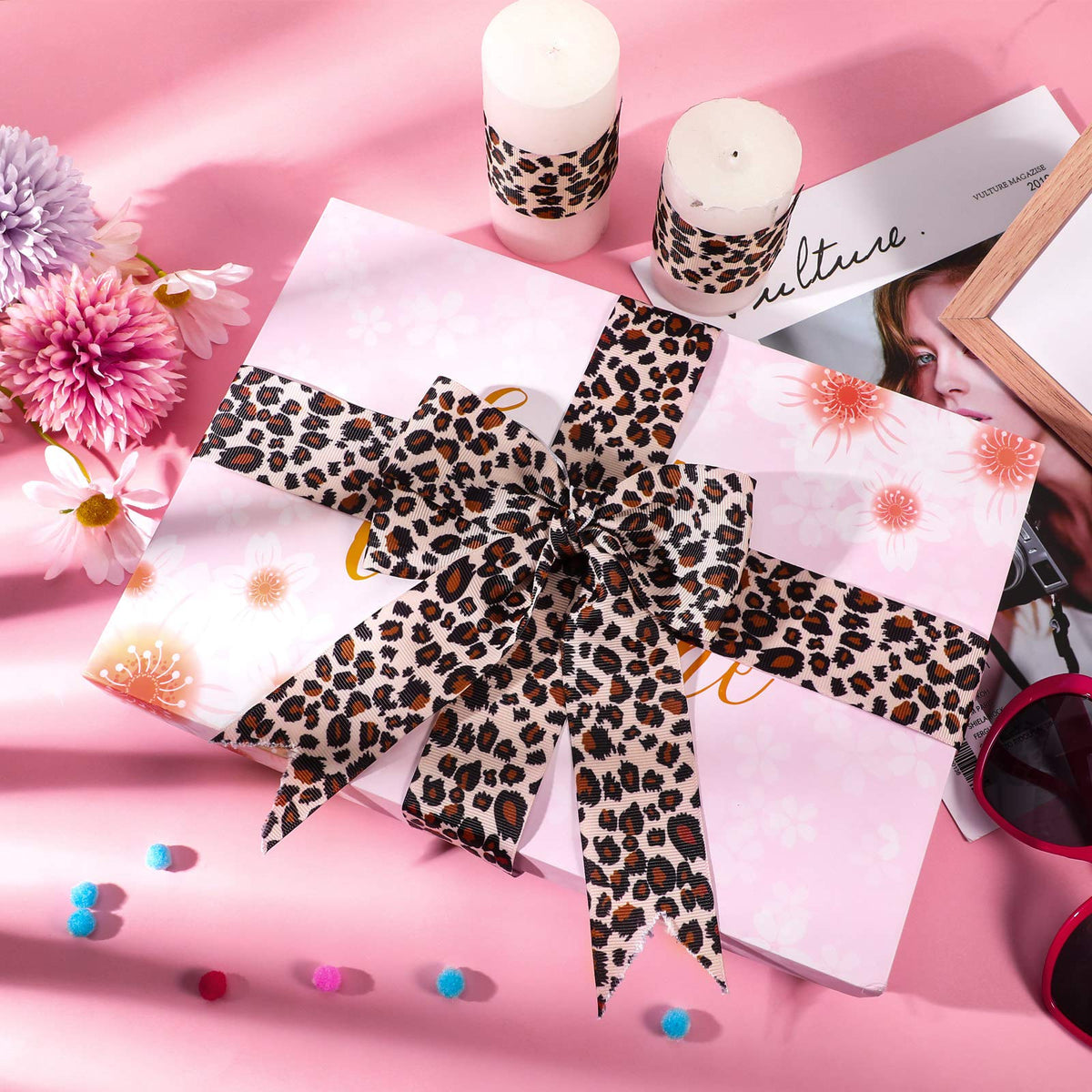 1 Pcs Leopard Print Ribbon Christmas Craft