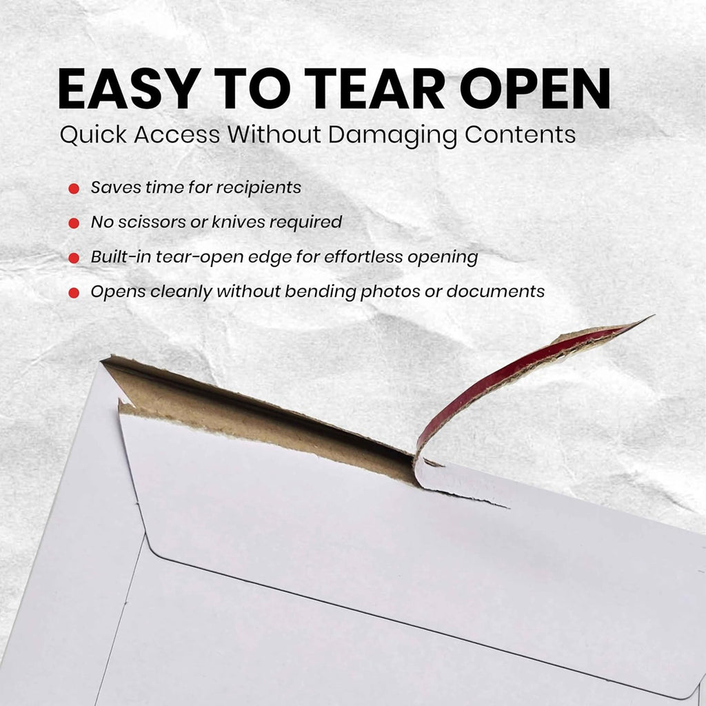 Pack Of 150, Rigid Mailers 6.5x4.5 Self Seal Photo Mailers 6.5x4.5, Stay Flat White Cardboard Shipping, Standard