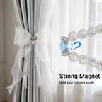 Pearl Bow Magnetic Curtain Tiebacks for Home Decor (2, White)