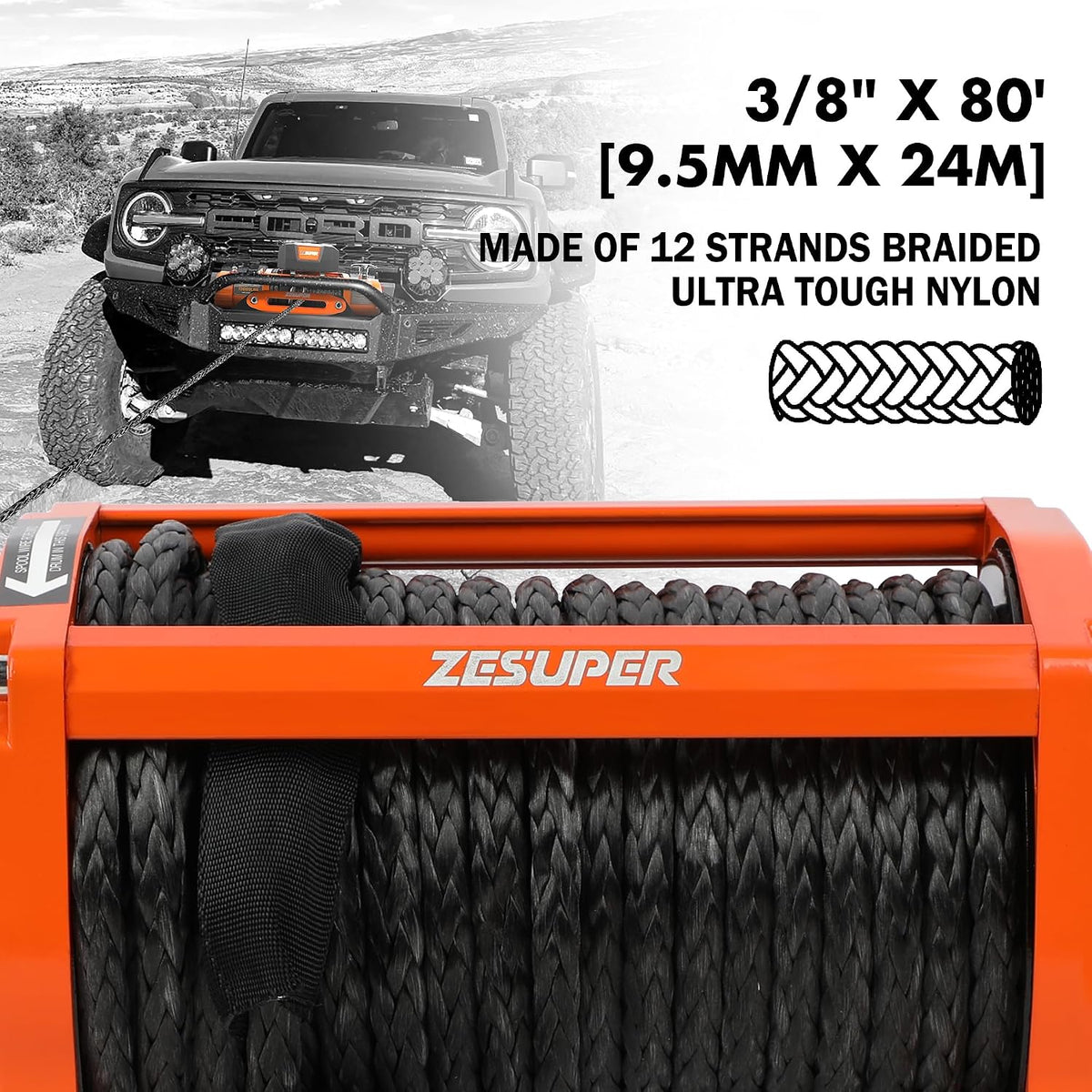 13000 lb Recovery Winch 12V IP68 Waterproof for Jeep Truck Trailer