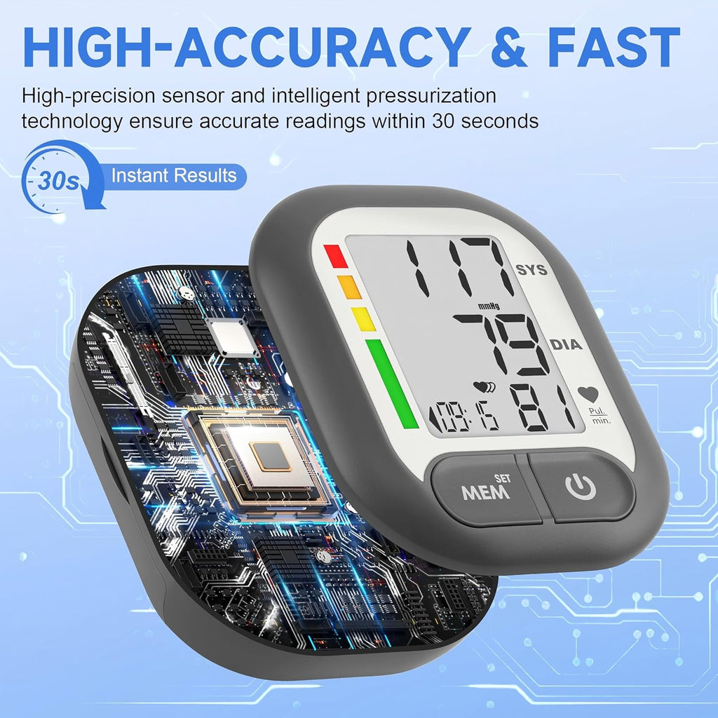 Blood Pressure Monitor Adjustable Wrist Cuff for Home Use Automatic BP Machine Large Digital LCD Display 199 Memory