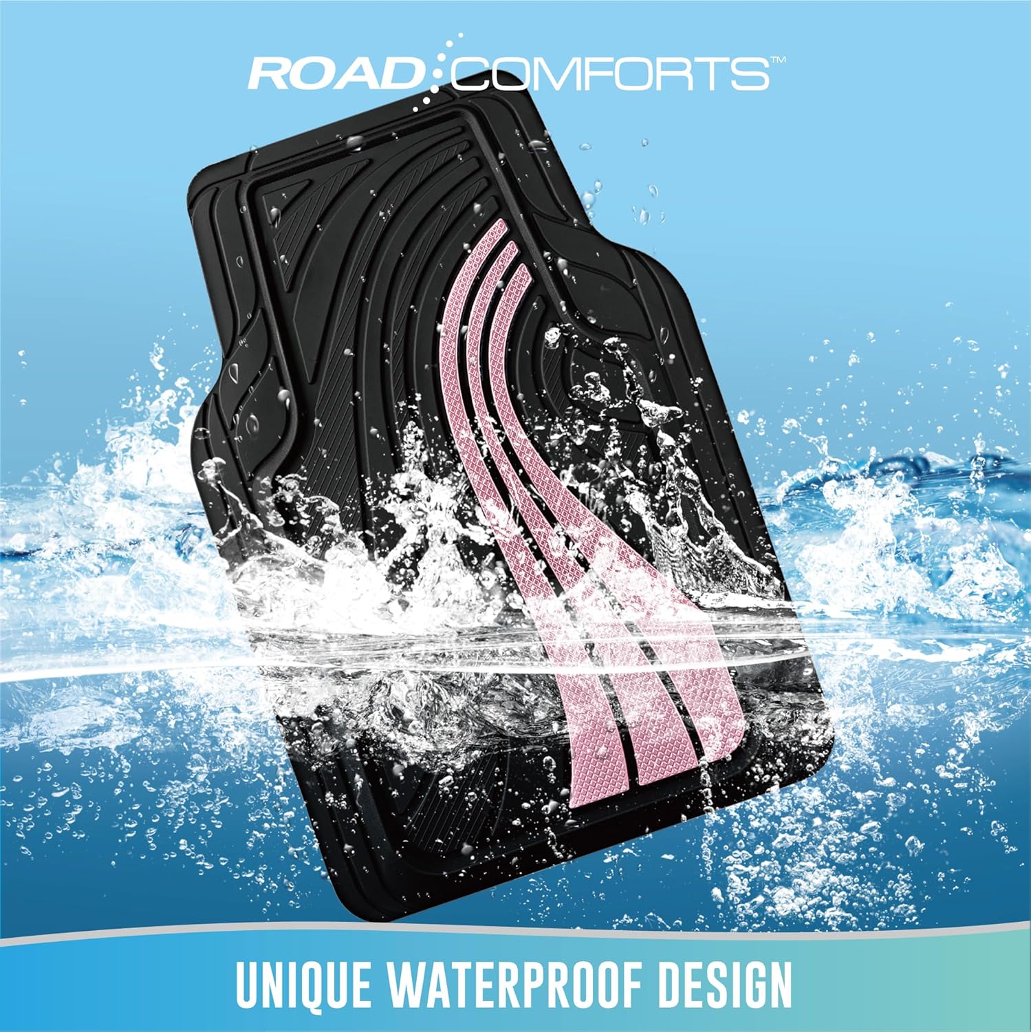 Car Floor Mats Full Set – Front & Rear Car Floor Mats with Aluminum Design, Anti-Slip Backing, All-Weather