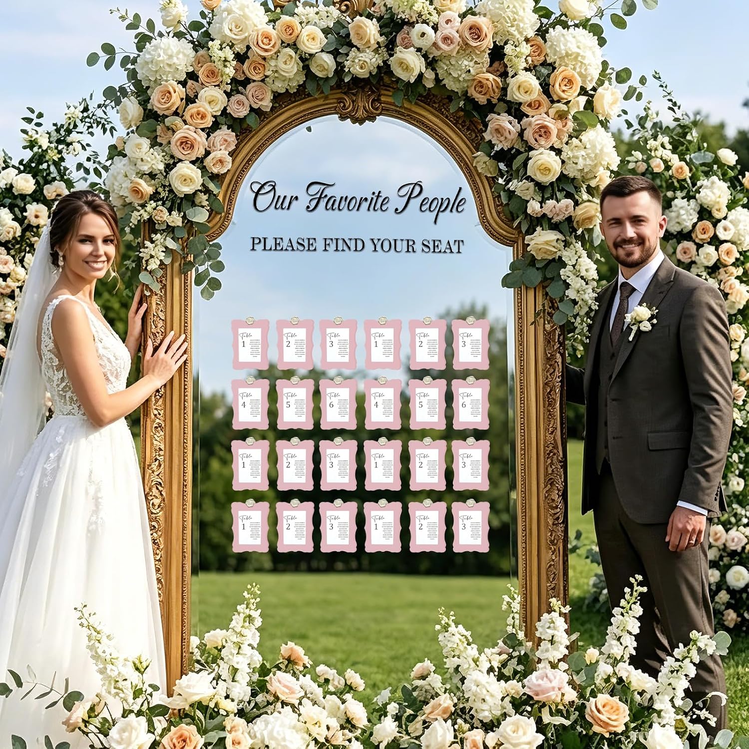 24 Set Wedding Seating Chart Kit, Guest Place Cards Wax Seals for Reception