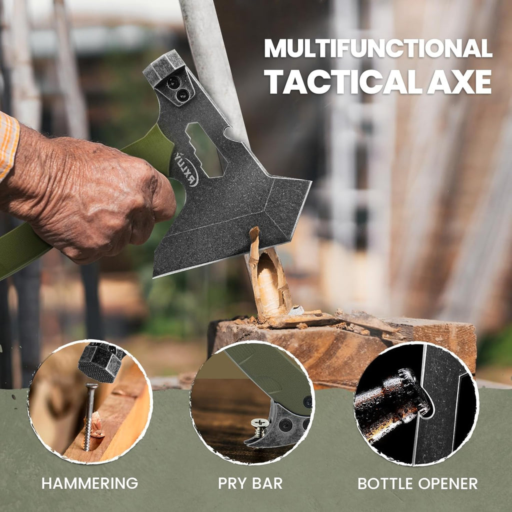 Tactical Axe with G10 Handle Camping Survival Hatchet, Multifunctional Hiking Outdoor Heavy Duty Full Tang Tomahawk