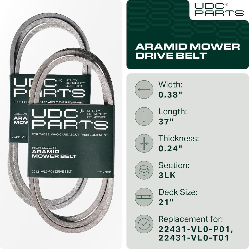 UDC Parts 22431-VL0-P01 Drive Belt Replacement for Honda, 3/8" × 37"
