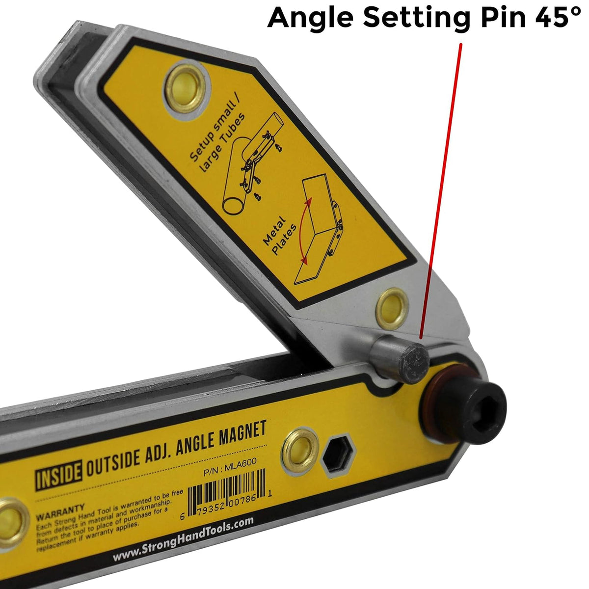 MLA600 Adjustable Angle Magnetic Welding Square, Inside/Outside Magnets, Angle Setting Pin, Magnetic Pull Force 33