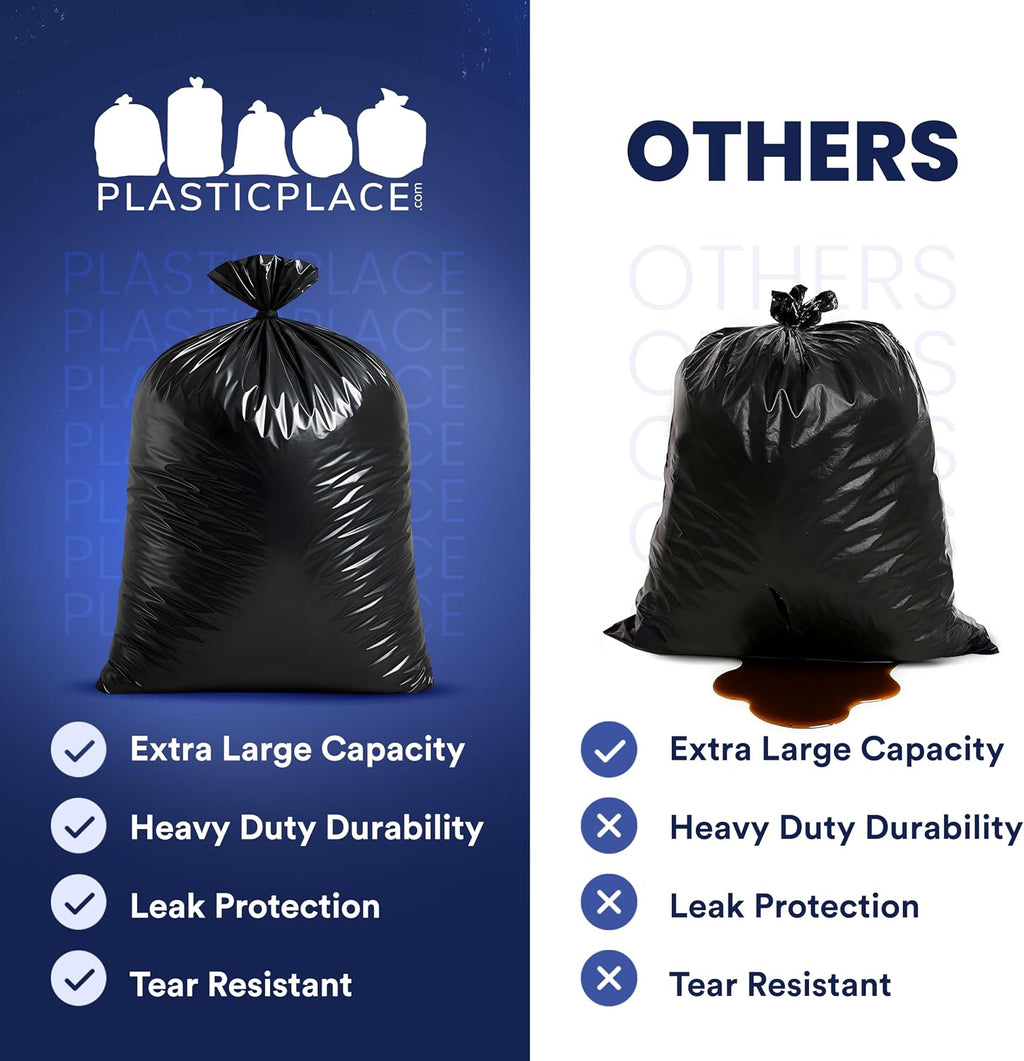 95-96 Gallon Garbage Can Liners Heavy Duty 1.5 Mil Black Trash Bags Tear-Resistant Outdoor Garbage Bags for Rollaway