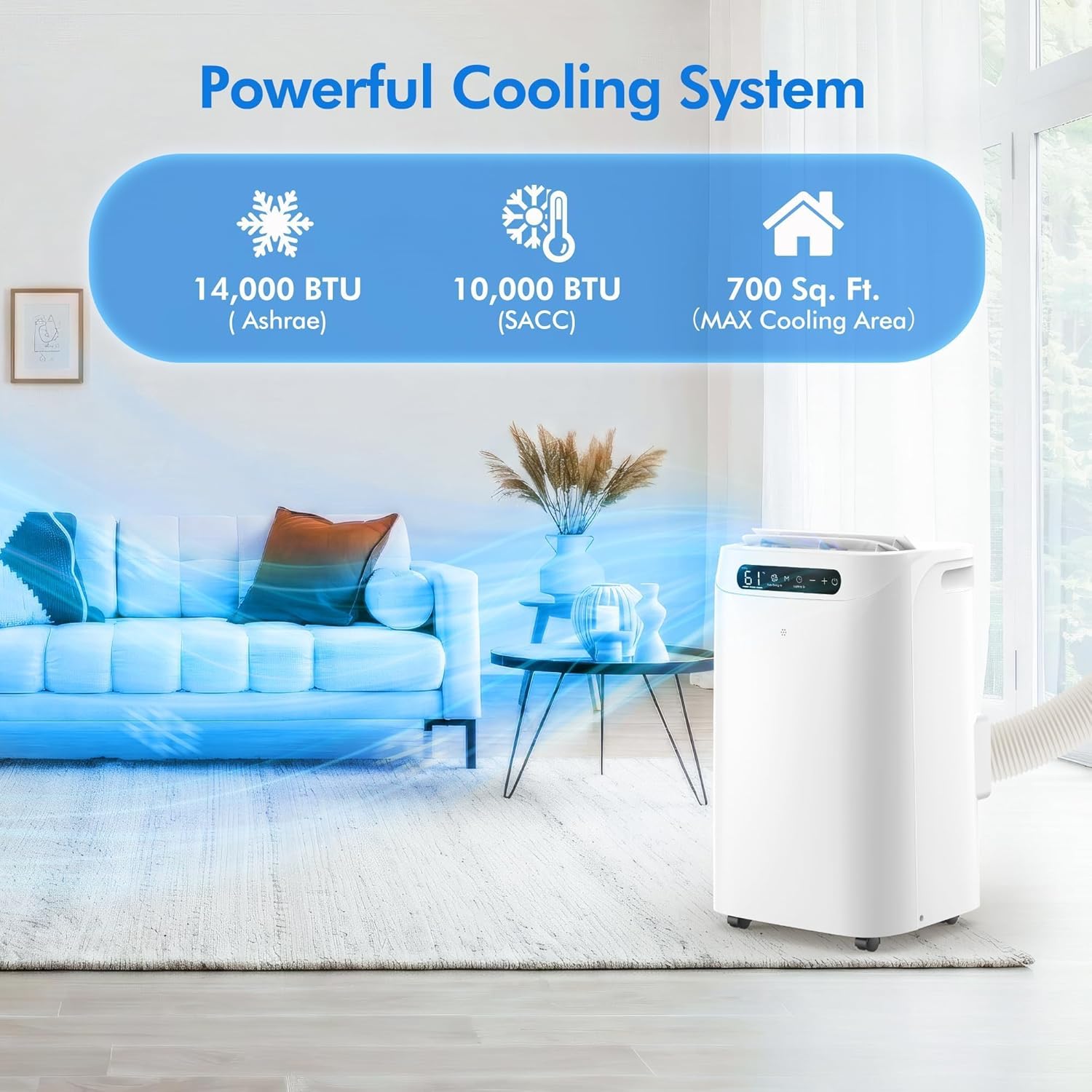 14000 BTU Portable Air Conditioners, Cools Up to 700 Sq.Ft, AC Unit with Cooling, Fan, Dehumidifier, Sleep Mode