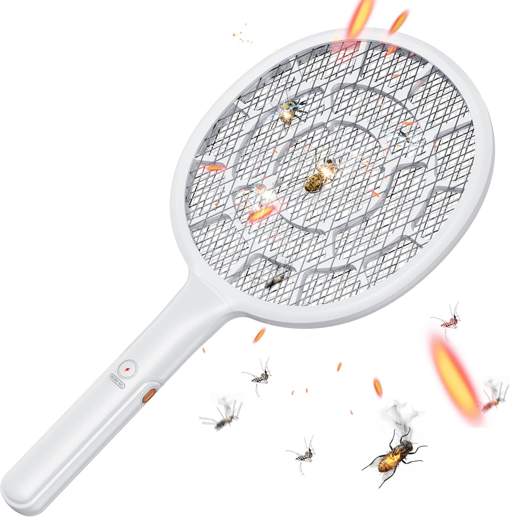 Electric Fly Swatter, Bug Zapper Companion, Mosquito Killer Racket | Gold Zone Voltage, Densest 3mm Mesh, Apple-Like
