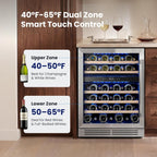 24 Inch Dual Zone Wine Fridge with 52 Bottle, Left-Hinged