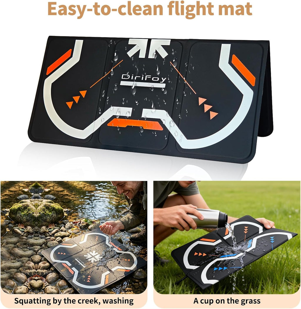 Drone Landing Pad 17" Foldable | High Visibility Weighted Non-Slip Waterproof Double Sided Drone Pad with Portable