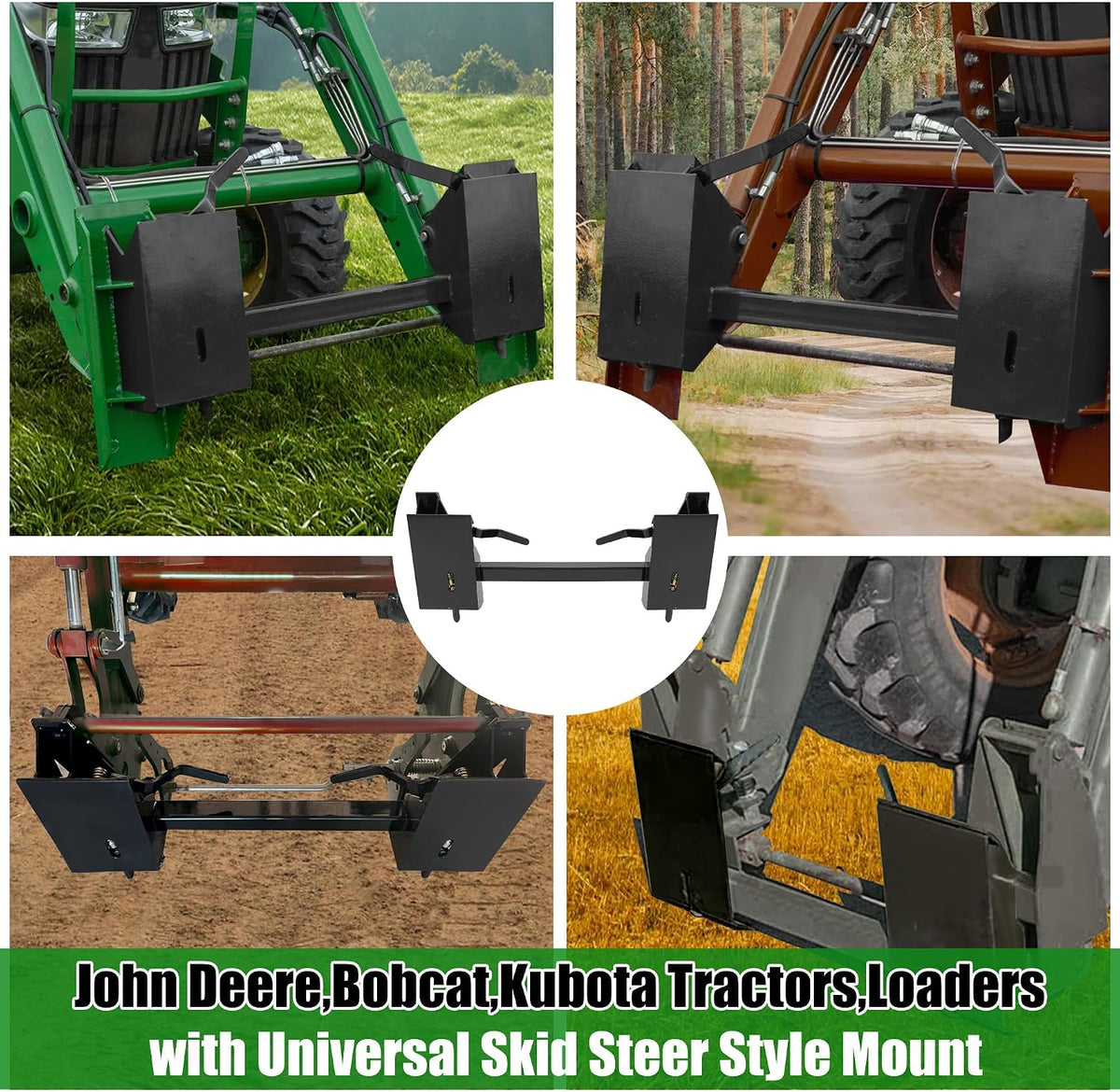 4000Lbs Universal Quick Attach Skid Steer Adapter Bucket Latch Compatible with Global John Deere Loaders Skid Steer