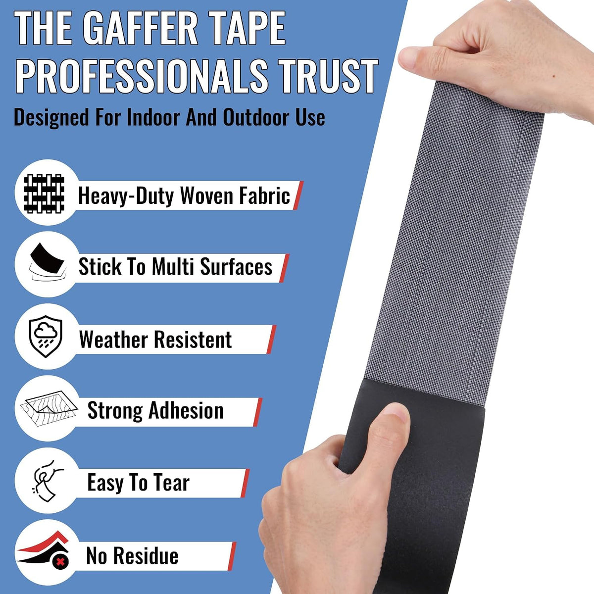 Black Gaffer Tape Bulk 6 Pack 11 Mil Industrial Grade 3’’ x 30 Yards