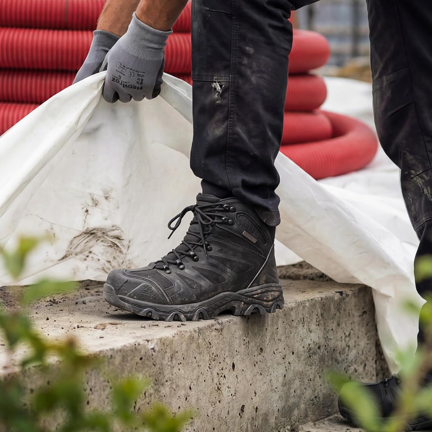 Waterproof Steel Toe Work Boots for Men | ASTM Safety Construction Boots Slip-resistant Outsole Comfortable &