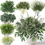 135 Pcs Mixed Eucalyptus Leaves Stems Artificial Greenery Bulk