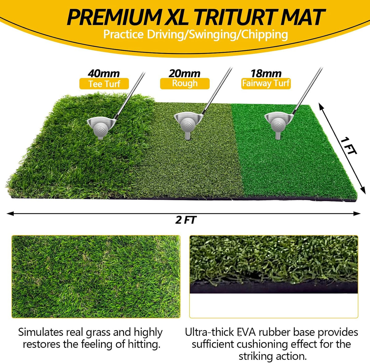 10 x 7 FT Heavy Duty Golf Net with Mat for Backyard Driving
