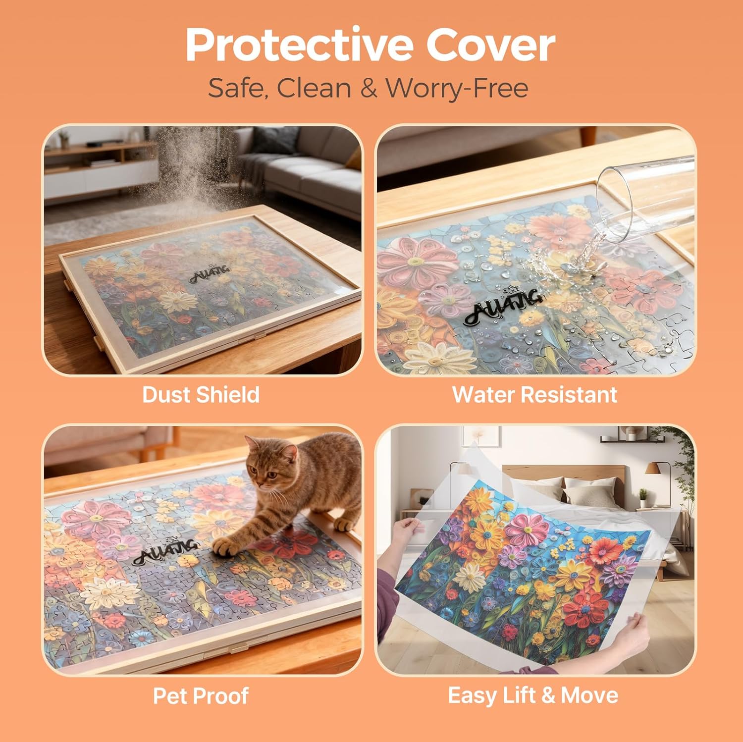1000 Pieces Rotating Puzzle Board with 6 Drawers and Cover,22.44"x30.16"Portable Wooden Jigsaw Puzzle Table for