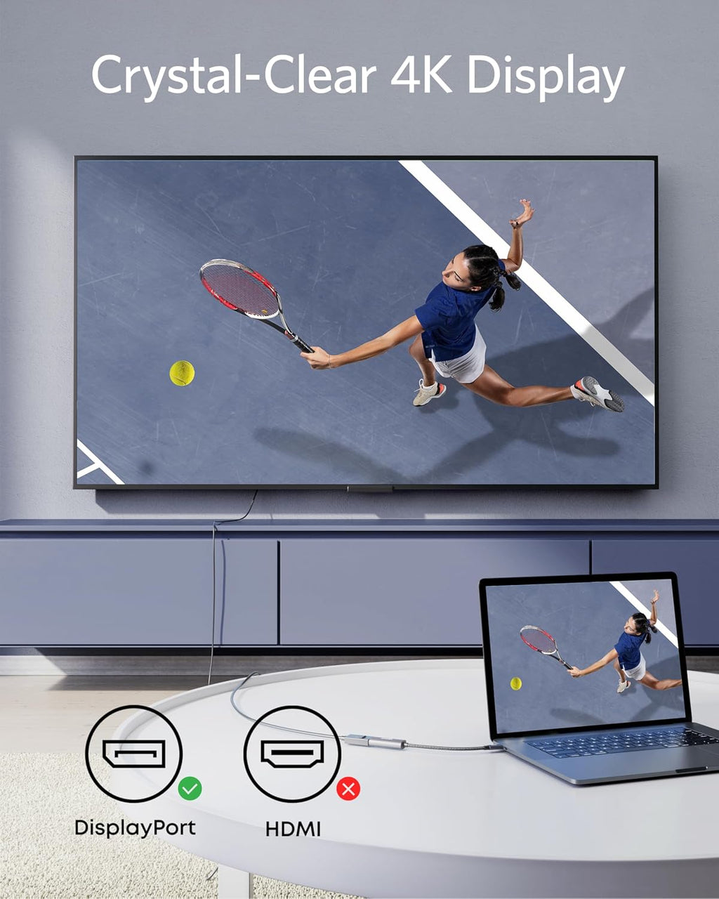 Anker USB-C to DisplayPort Adapter, Mirror or Extend up to 4K@60Hz Adapter | Aluminum, Portable, Connect to