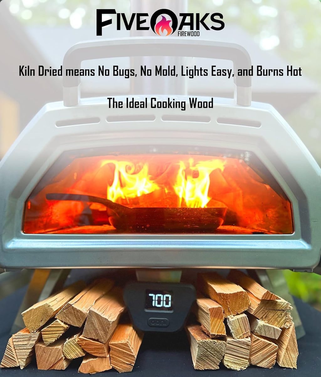 Kiln Dried Oak Pizza Oven Wood, Mini 5 Inch Cooking Wood for Ooni, Gozney, Bertello Pizza Ovens, Solo Stove & More