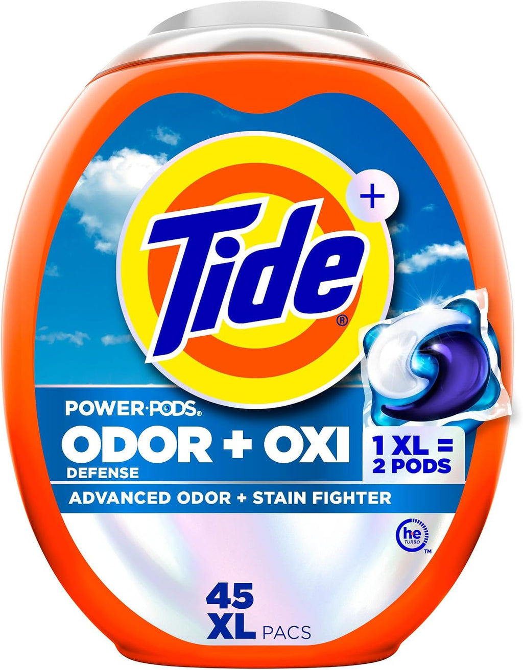Odor Defense + Oxi Laundry Detergent Pacs, Original Scent, 45 Count, Advanced Odor + Stain Fighter