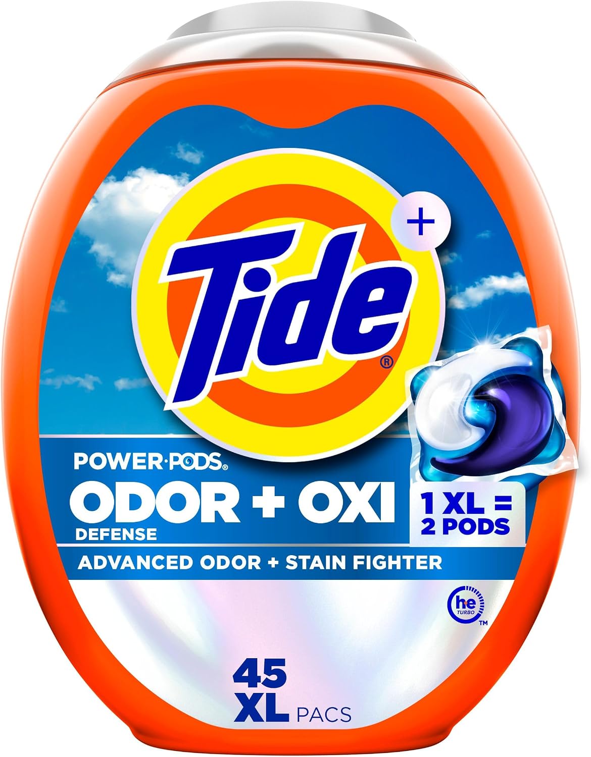 Odor Defense + Oxi Laundry Detergent Pacs, Original Scent, 45 Count, Advanced Odor + Stain Fighter