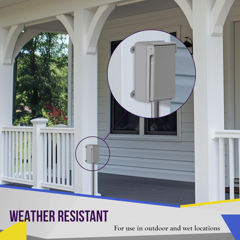 Vertical Outdoor Outlet Cover, Weatherproof Wall Plate, 1 Pack | Gray, self-closing, tight-seal hinged cover