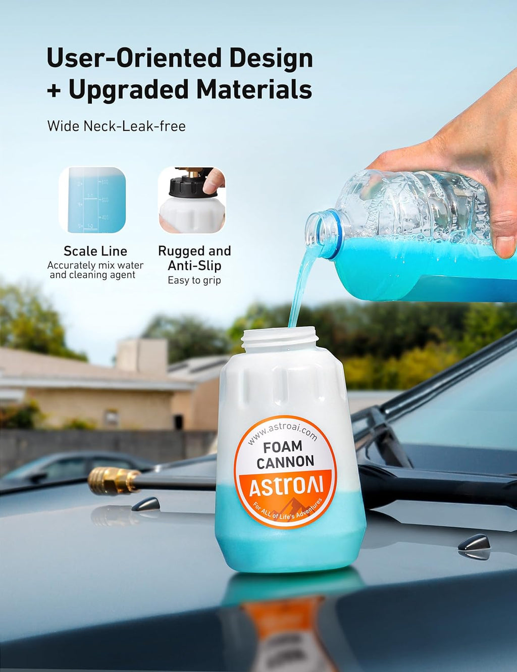 Foam Cannon for Pressure Washer with 1/4" Quick Connect Plug, 1 L | Thick Foam, Car Wash, Heavy Duty Durable Foam